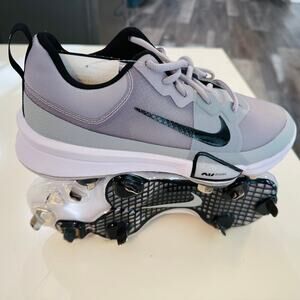 Nike Trout 5 Baseball Cleats Men's Size 8 White Black Metal Spike Zoom NEW